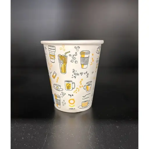 [PLGO7922] [2574] Gobelet Carton Label-G Blanc/Jaune 240ml à ras bord - Cart. 50x20pièces