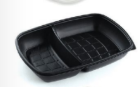 [SAHOT71243] [2648] Ravier PP noir rectang. 2 comp. 1300ml - 3x50 pièces