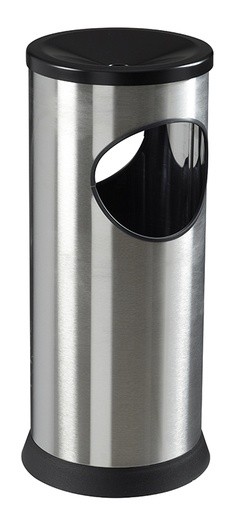 [58948 - KIPSO] [32051] Corbeille à poser avec Cendrier Etouffoir KIPSO - 17.5L / 0,25L - Inox Brossé