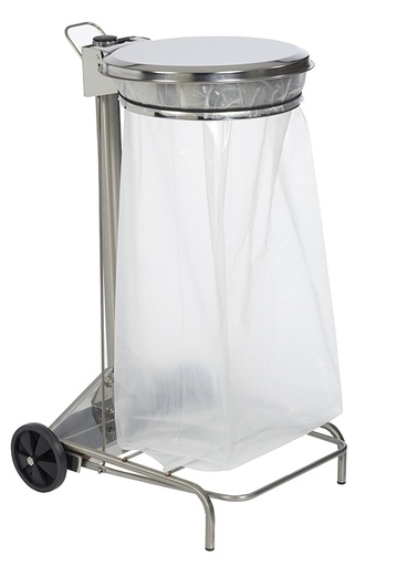 [56501] [3240] Collecroule inox - support sac mobile à pédale 110L