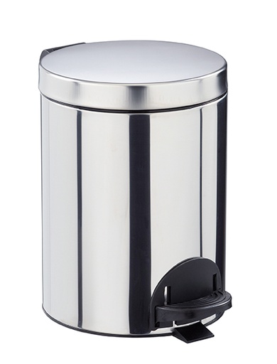 [90124 - SANELIA] [3518] Poubelle à pédale 5L Inox - Seau Antibact
