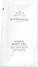 [4202] [BIENC010] Gel Cheveux&amp;Corps 9ml Sachet papier Bienvenue x 500 pièces