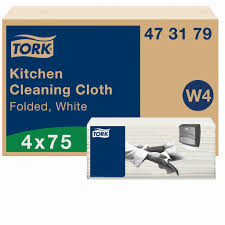 [473179] [4302] Tork Torchon Cuisine Plié Blanc Top Pack 4x75pièces