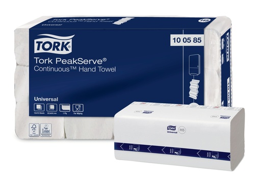 [100585] [4509] Essuie-mains continus Tork PeakServe 1 pli blanc H5 Universel - Cart. de 4920 pièces (12x410pcs)