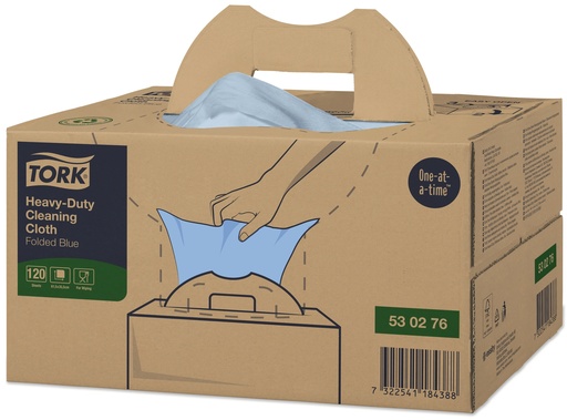 [530276] [50056] Tork Heavy Duty Cloth Blue Cleaning Box x120pces