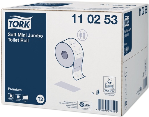 [110253] [5022] T Tork Mini Plus 170M -x 12 rlx -Premium mini jumbo toilet Soft