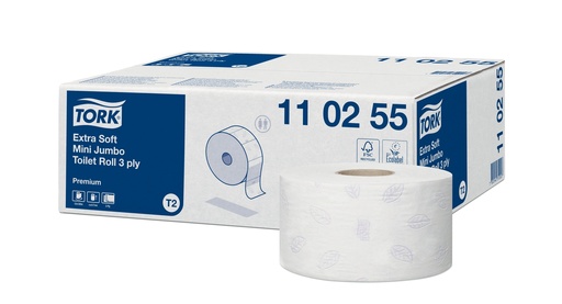 [11 02 55] [50221] Papier Toilette Tork mini jumbo Extra Soft x12rlx 3plis