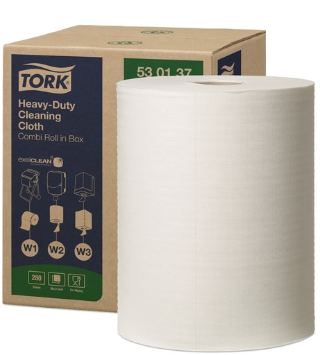 [53 01 37] [5043] Tork Heavy-Duty Cloth Combi Roll blanc in Box x280p W1/W2