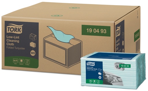 [190493] [5078] Tork Low-Lint Small Pack-Turquoise-W8-   8x75pces