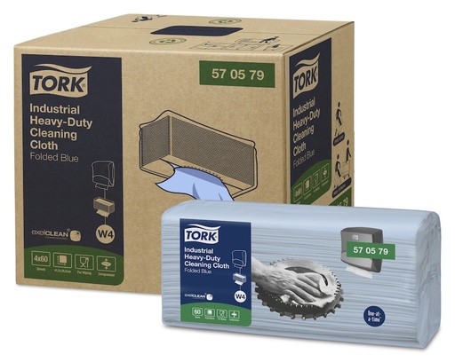 [57 05 79] [5079] Tork Industrial Heavy Duty Cloth Folded Blue 5x65coup