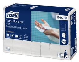 [50843] [10 02 89] Serviette mains X Press Plus 2 plis -Tork Soft premium 21x26cm x3150pc H2