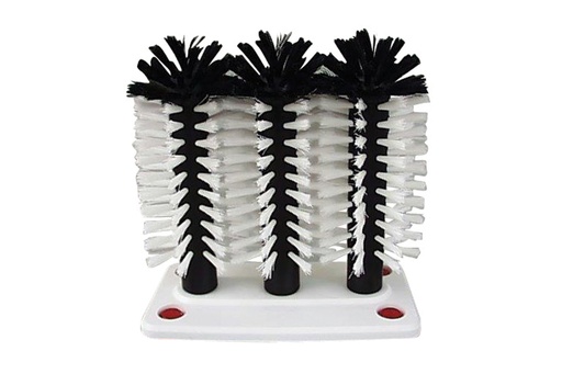 [998] [5771] Brosse Rince Verre 3 Têtes -Pied plastique