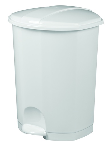 [91155] [59953] Poubelle à pédale plastique blanc ronde 50L -PRIMA-