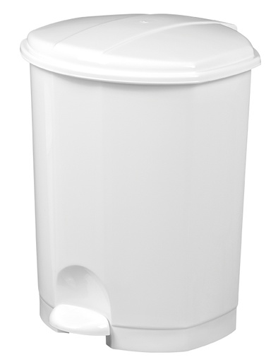 [91153] [59954] Poubelle à pédale plastique blanc 18L - PRIMA