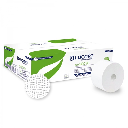 [812178] [9613] Papier Toilette ECO 900ID Blanc, auto découpe 202mx12Rlx Lucart