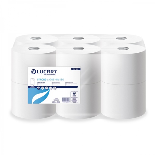 [812501] [9684] Lucart L-One Mini 180 blanc 180M 2 plis x12rlx