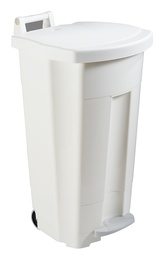 [3211-BC] [56700] Poubelle Mobile à Pédale 90L BOOGY - Corps Blanc &amp; Couvercle Blanc