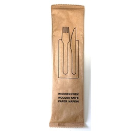 [PLCO101061] [PLCO101061] Set couverts bois tripack couteau / fourchette / serviette - x250 pièces