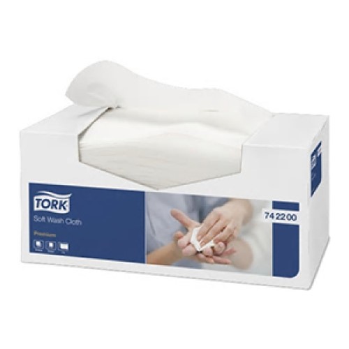[74 22 00] [742200] Tork Soft Wash Cloth 1 pli XL Blanc 30x32cm - Cart. de 8x135 pièces