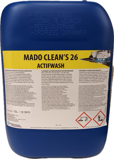[DE2008/12] [DE2008/12] Mado 26 Actifwash lavage Lave Vaisselle chloré en 12,5Kg/10L