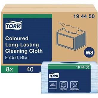 [19 44 50] [194450] Tork Long Lasting Chiffon de Nett. Plié Blue W8 - Cart.8x40 pièces