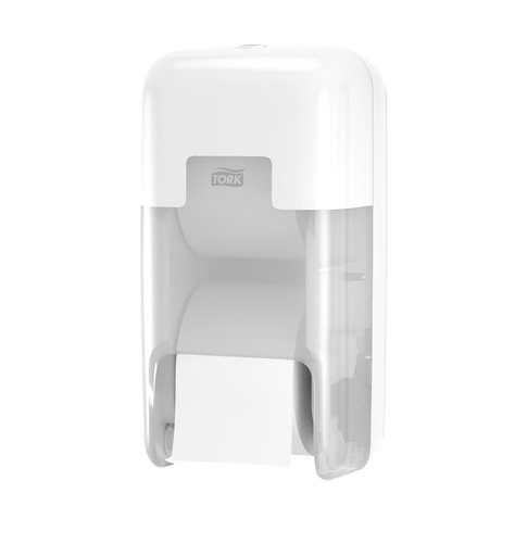 [558041] [50077-BC] Tork OptiServe® Distributeur pour papier toilette sans mandrin 2 rouleaux vertical blanc T7