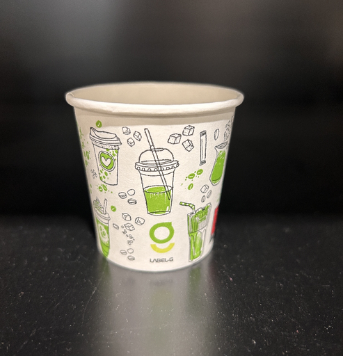 [PLGO7920] Gobelet carton Label-G Blanc/Vert 120 ml 4oz ø62 mm - Cart. 20x50 pièces